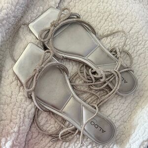 Aldo Metallic Silver Strappy Sandals